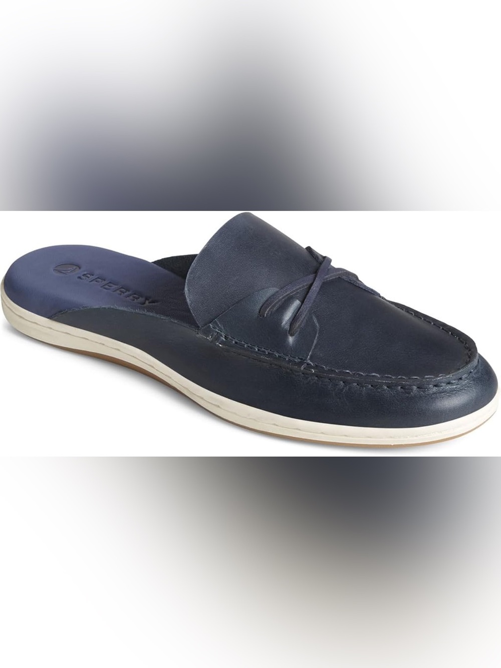 Sperry Mulefish Leather Boat Shoe Mules Navy Blue Slip-On Loafers Women’s 9.5